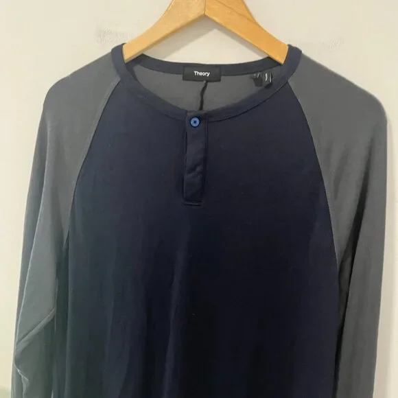 Theory Men's Blue & Gray Long Sleeve Top Size Medium - Picture 3 of 5
